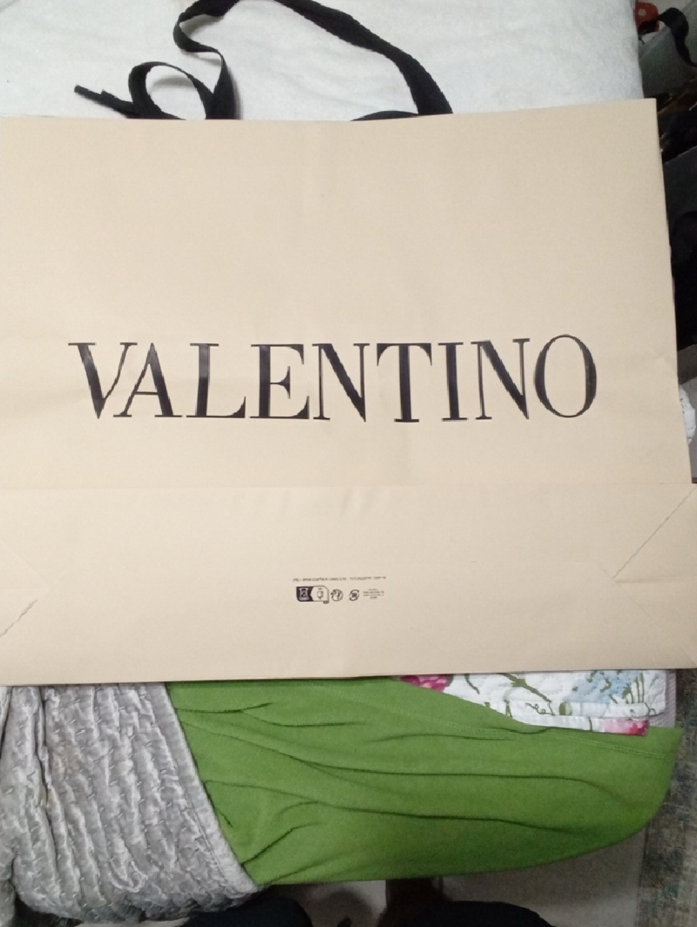 Valentino Beige Shopping Bag with Black Logo and Handles